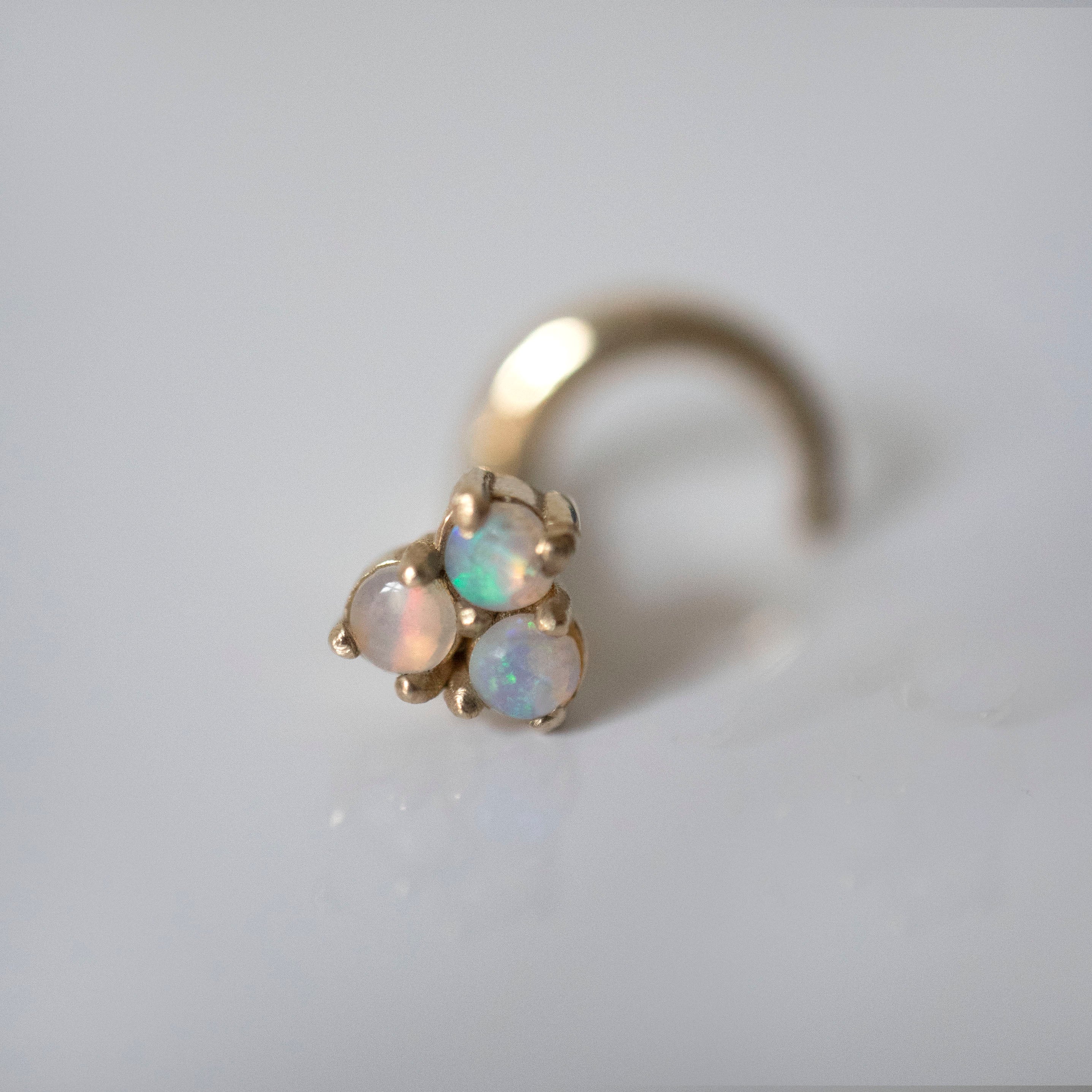 Opal Nose Ring 14K Solid Yellow Gold 3mm White Opal Nose Stud Tragus  Earring Cartilage Earring Nose Jewelry Nose Piercing - Etsy